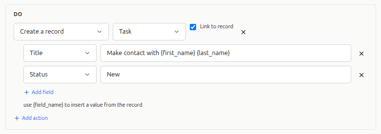 Automation actions