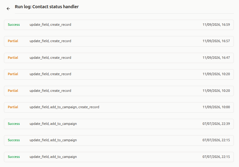 Automation log