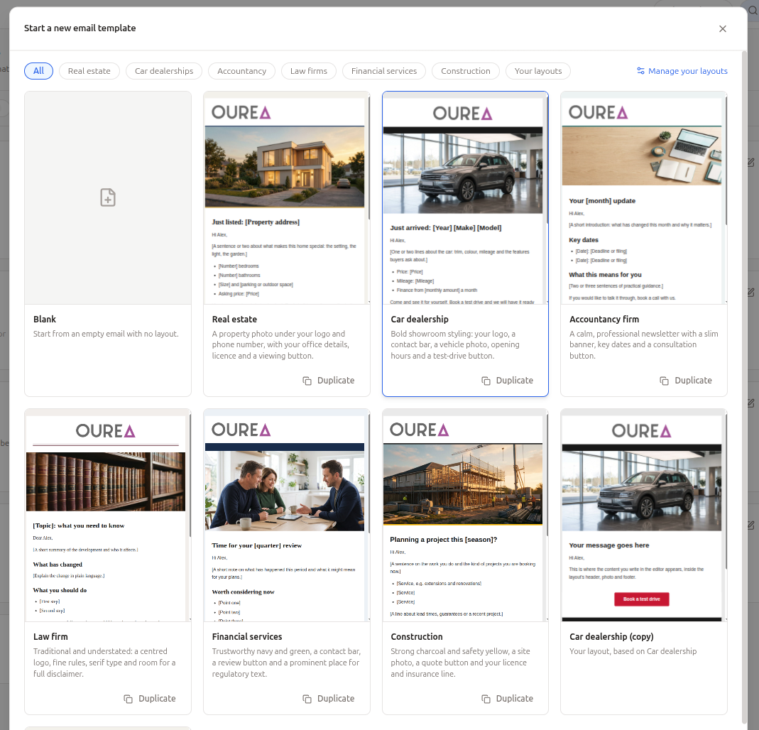 Email template library