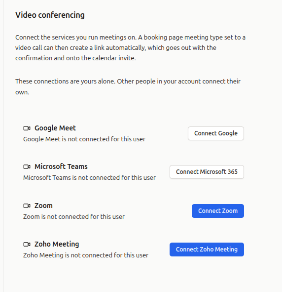 Video conferencing settings
